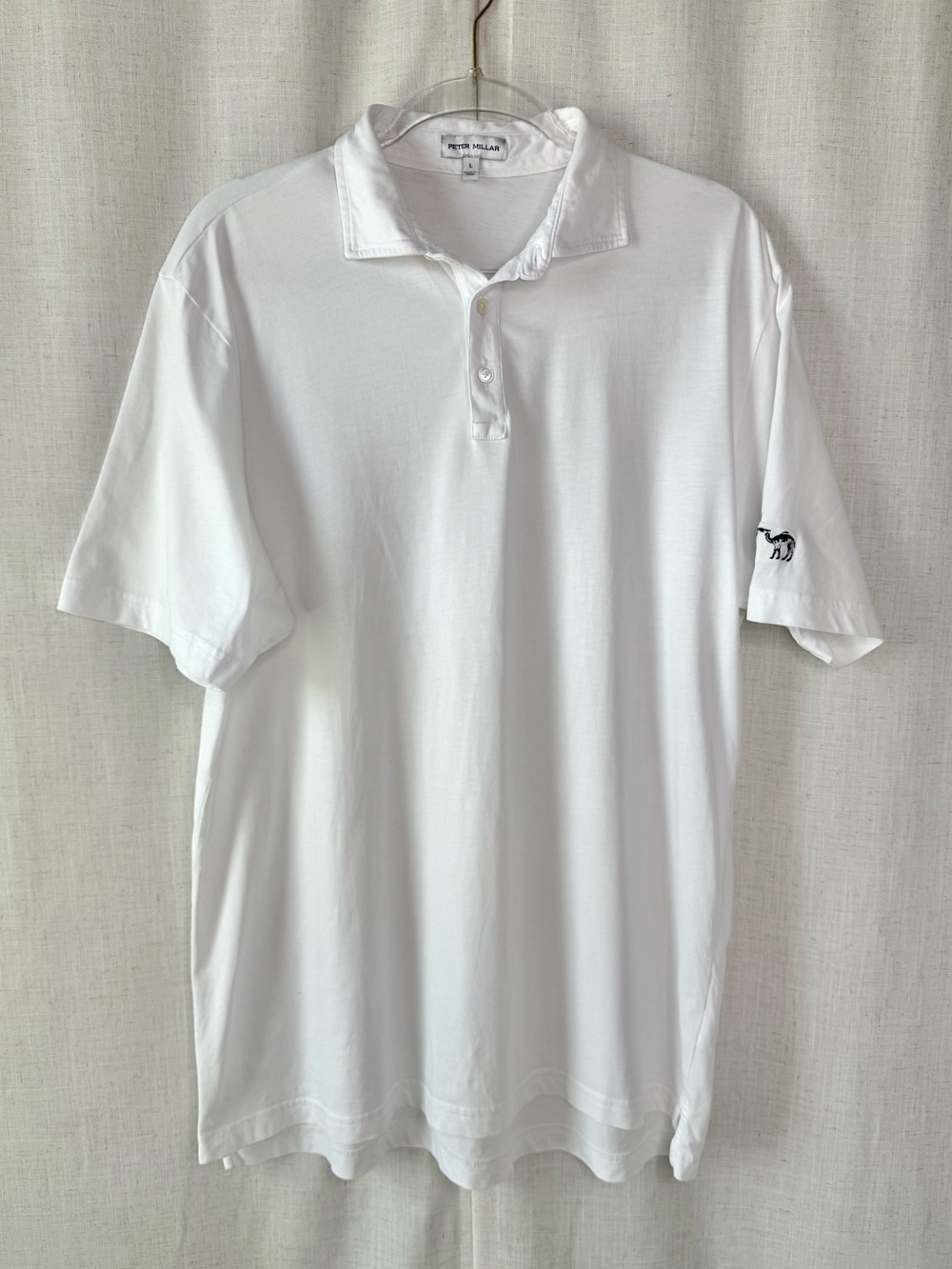 Peter Millar Cotton Polo Shirt Kissing Camels Golf Club White Size Large